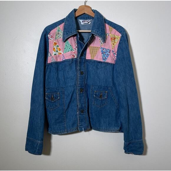 Wrangler Jackets & Blazers - Vtg 1970's WRANGLER Blue Denim Quilt Jacket / Sz M / Button Up LUCCA MONNIE Boho